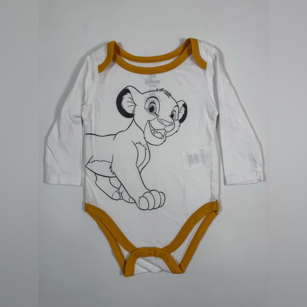 DISNEY BABY The Lion King Simba Graphic Long‎ Sleeve Cotton Poly One Piece 6M